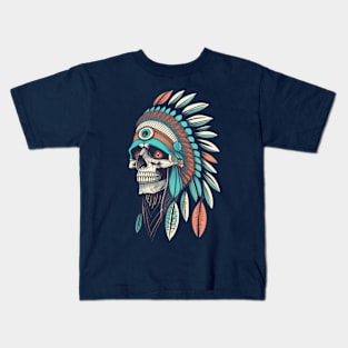 Red Indian Skull  - Classic Vintage Summer Kids T-Shirt